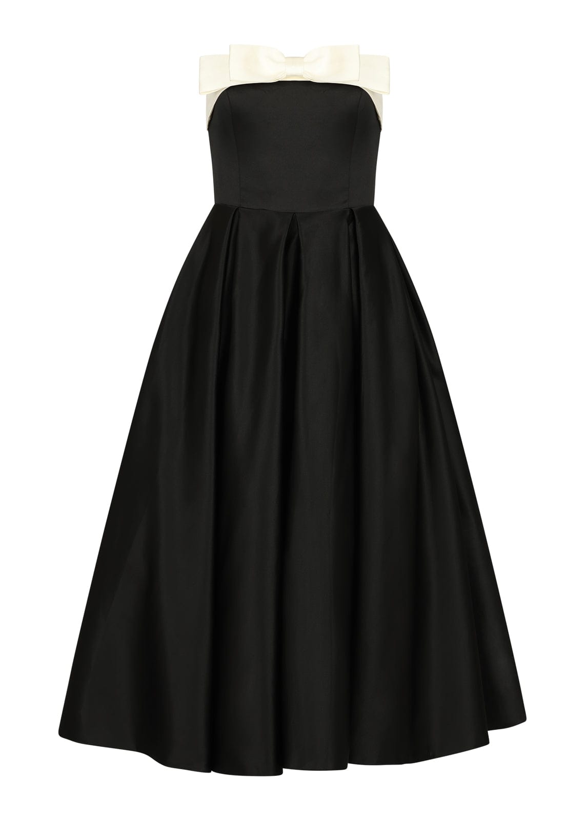 Sutton Satin Bow Strapless Dress - Black
