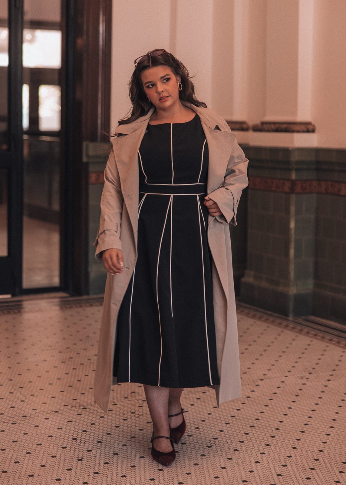 Vivienne Box Pleat Dress - Black