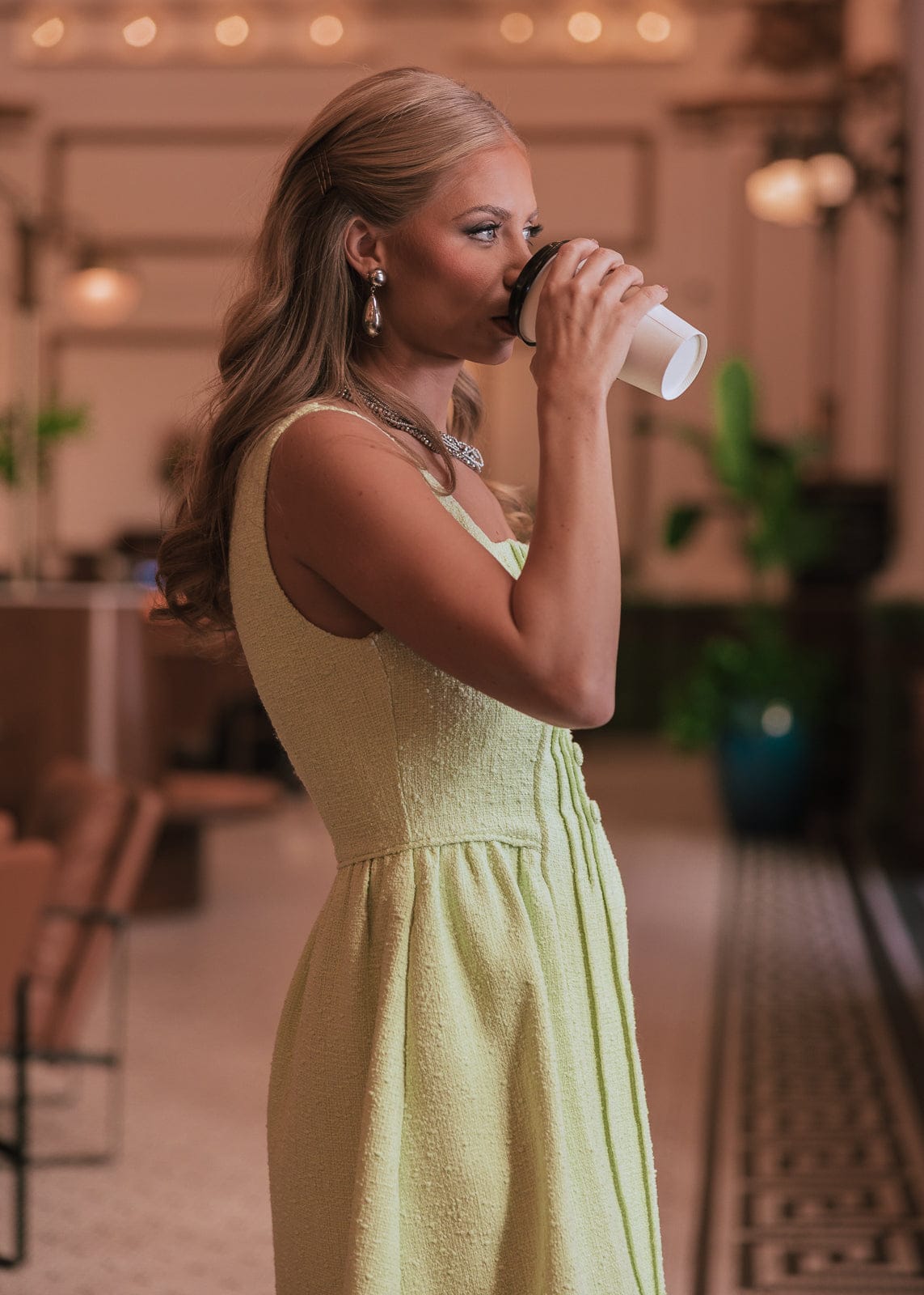 Waldorf Tweed Boucle Dress - Green