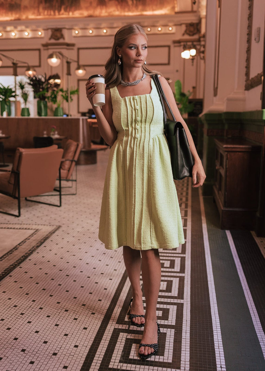 Waldorf Tweed Boucle Dress - Green