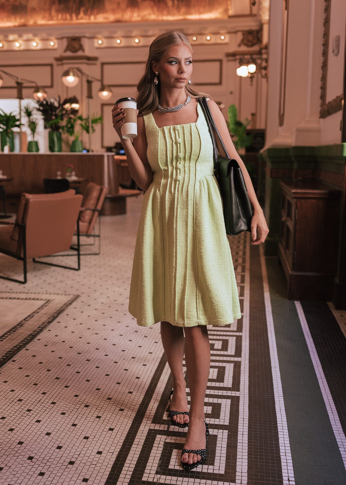 Waldorf Tweed Boucle Dress - Green