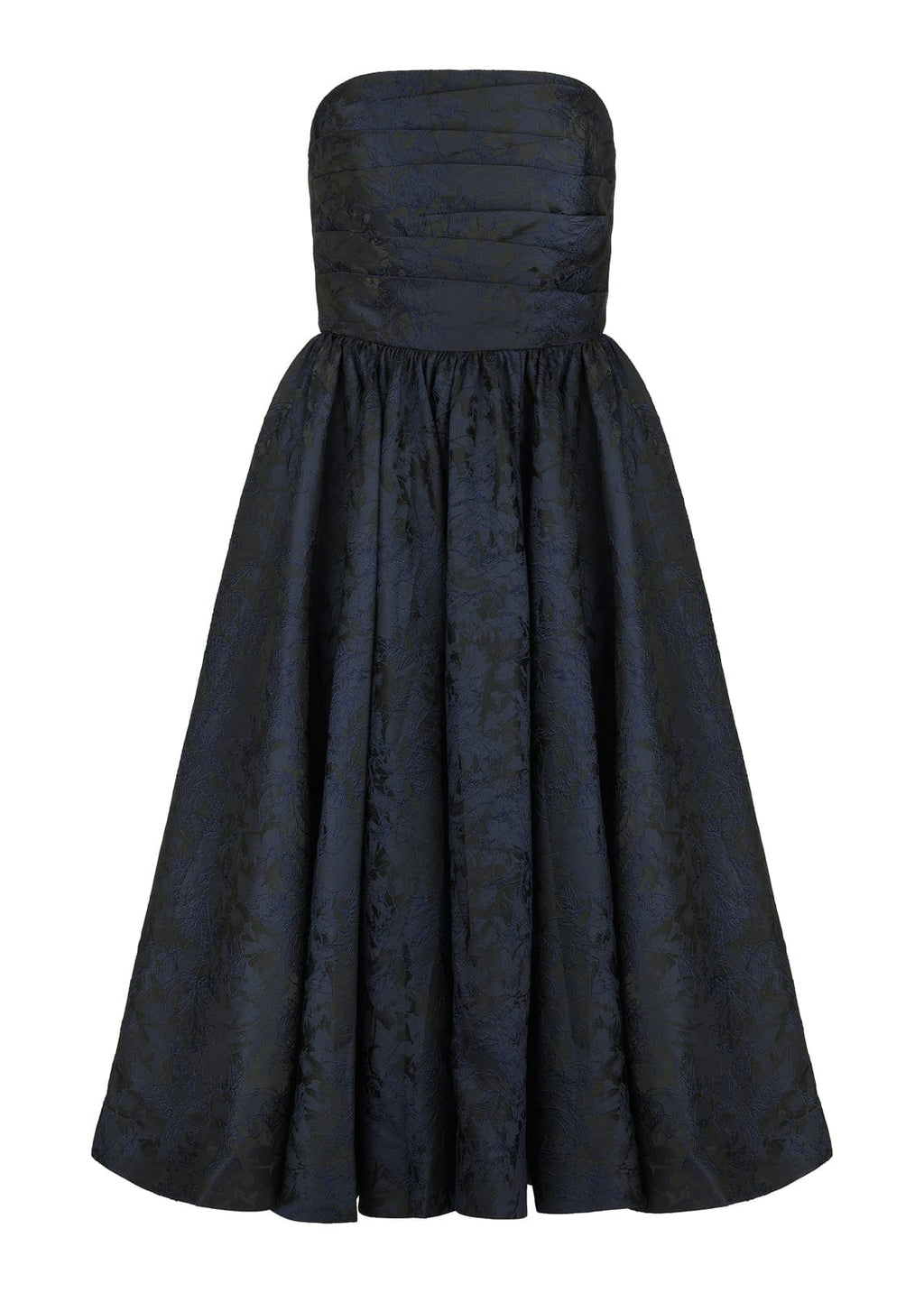 Winslow Strapless Jacquard Corset Midi Dress - Navy